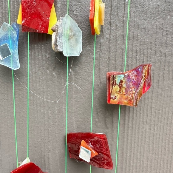 Hanging wall decor OOAK Assemblage Art Handmade Mosaic Indoor/Outdoor - Picture 1 of 15